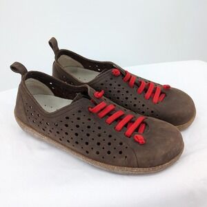 Bioline Made in Italy Leather‎ Shoes Brown Red Laces Comfort Minimalist 39